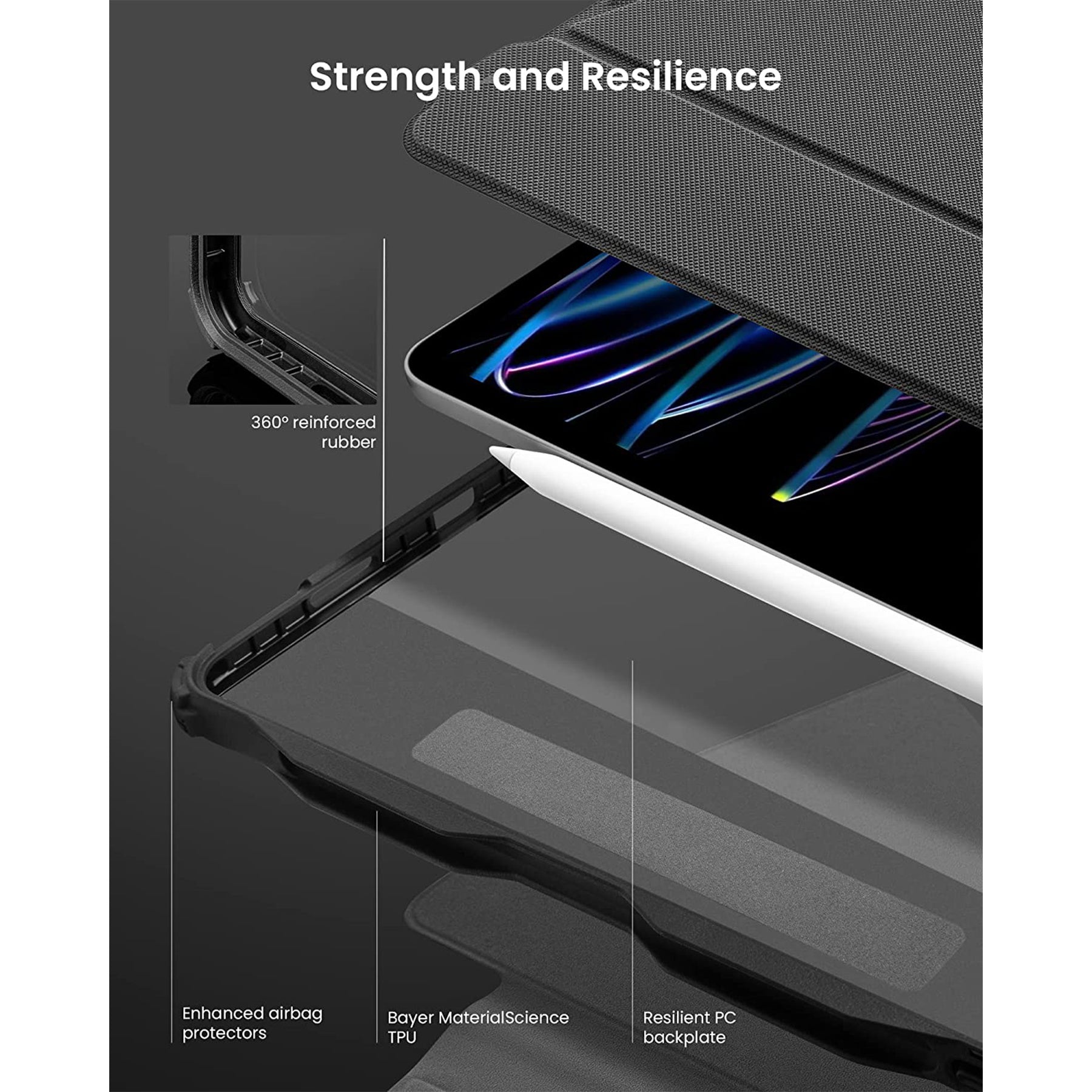 Inspire B57 Detachable Ultra Case For iPad Pro 11" - Diamond Black