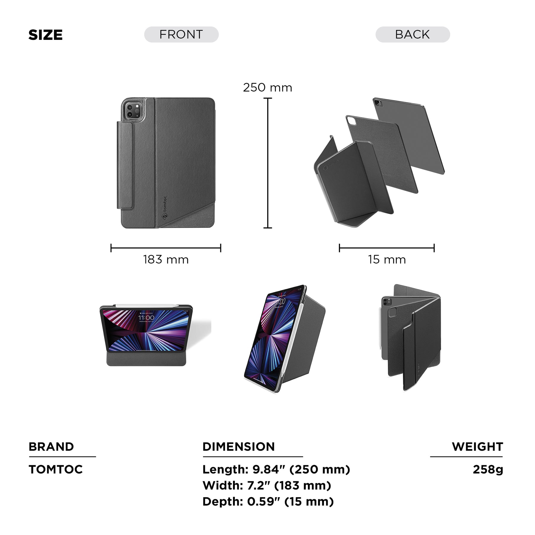 Inspire B52 4-Mode Folio 11" - Black