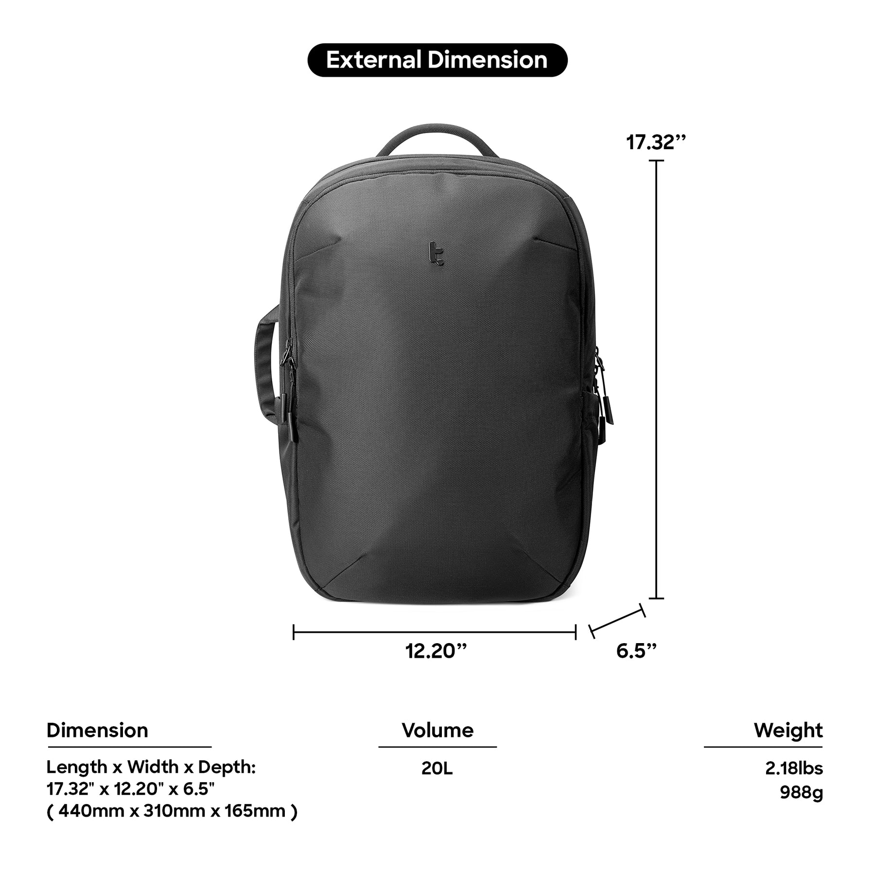 Urban EX T65 Premium Backpack 20L - Black