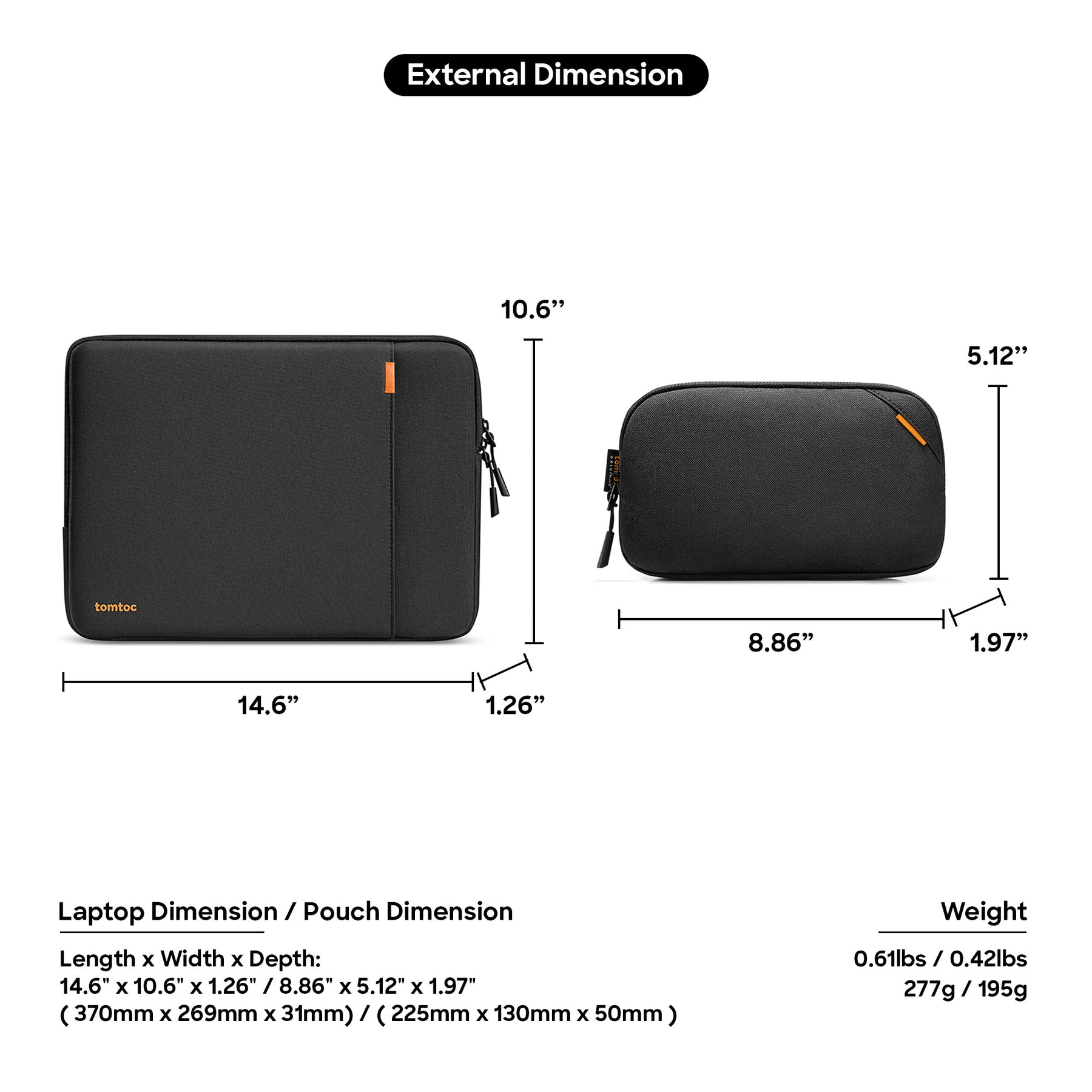 Defender A13 Laptop Sleeve & Pouch (Macbook) 15" - Gray