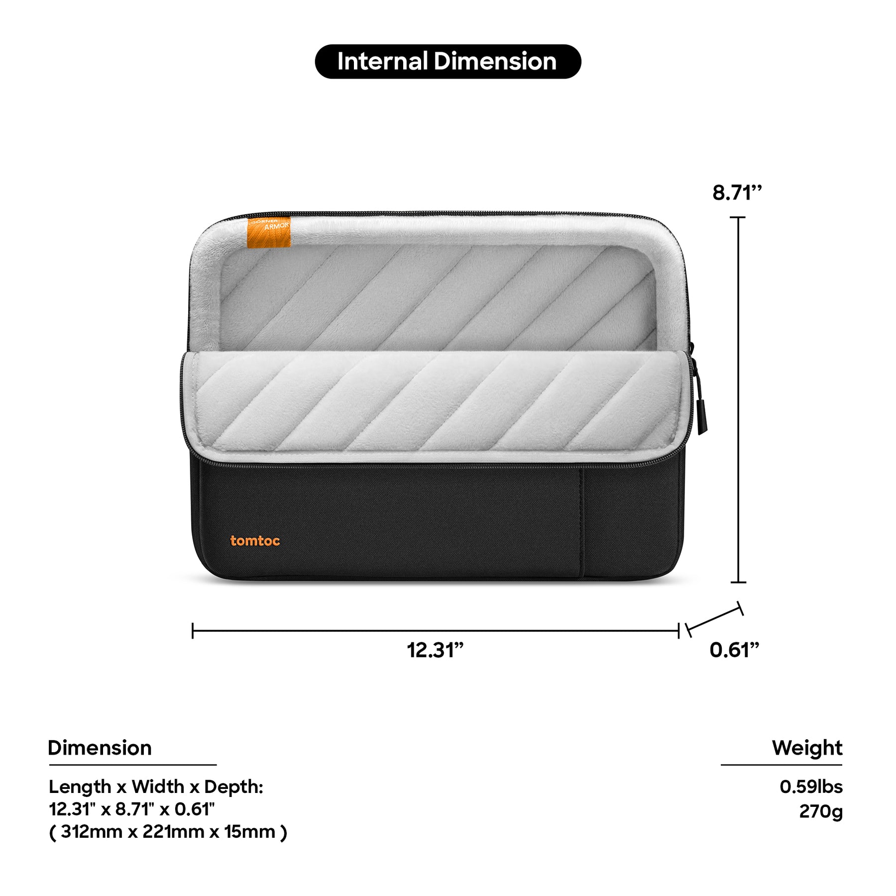 Defender A13 Laptop Sleeve & Pouch (Macbook) 14" - Black