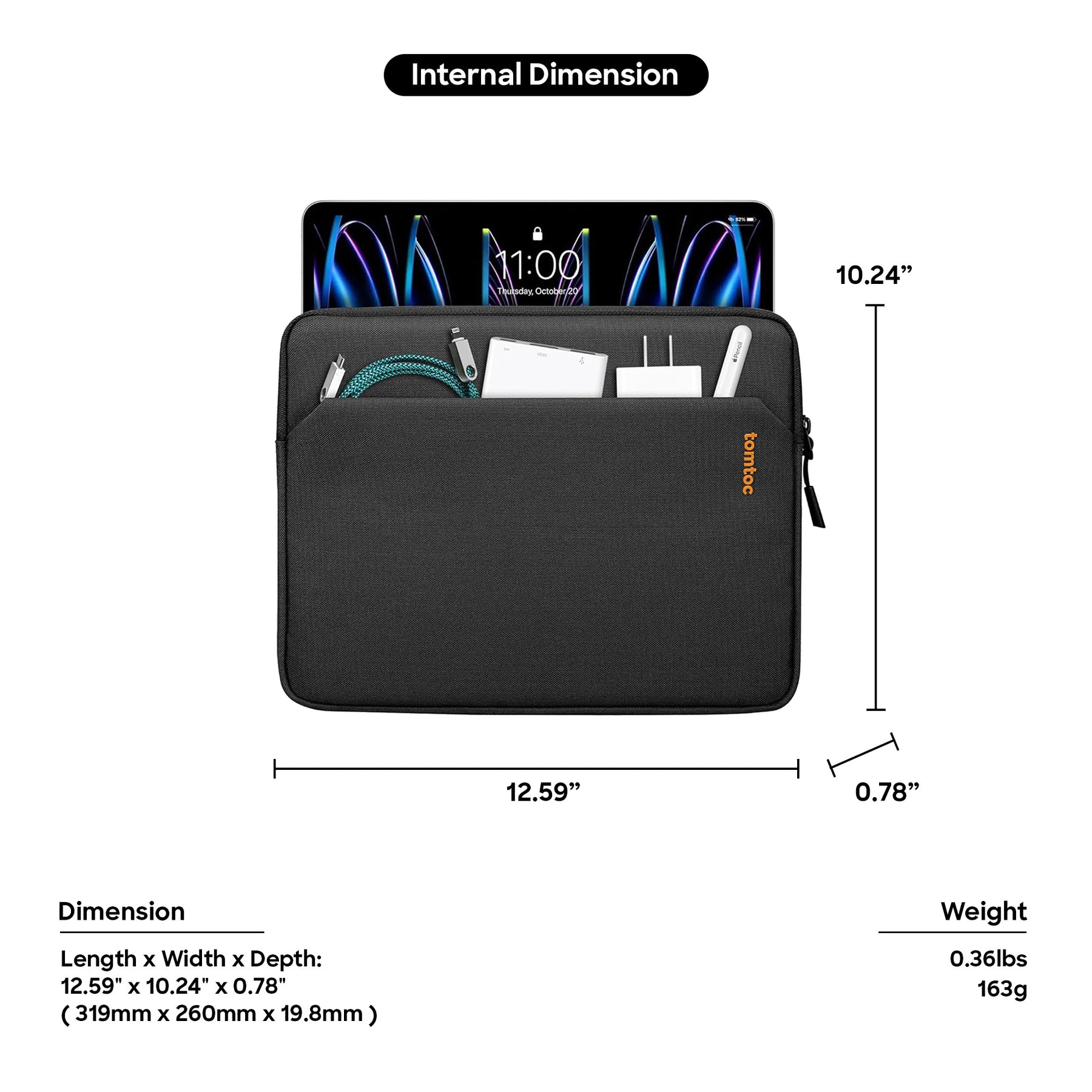 Light B18 Tablet Sleeve 12.9" - Black