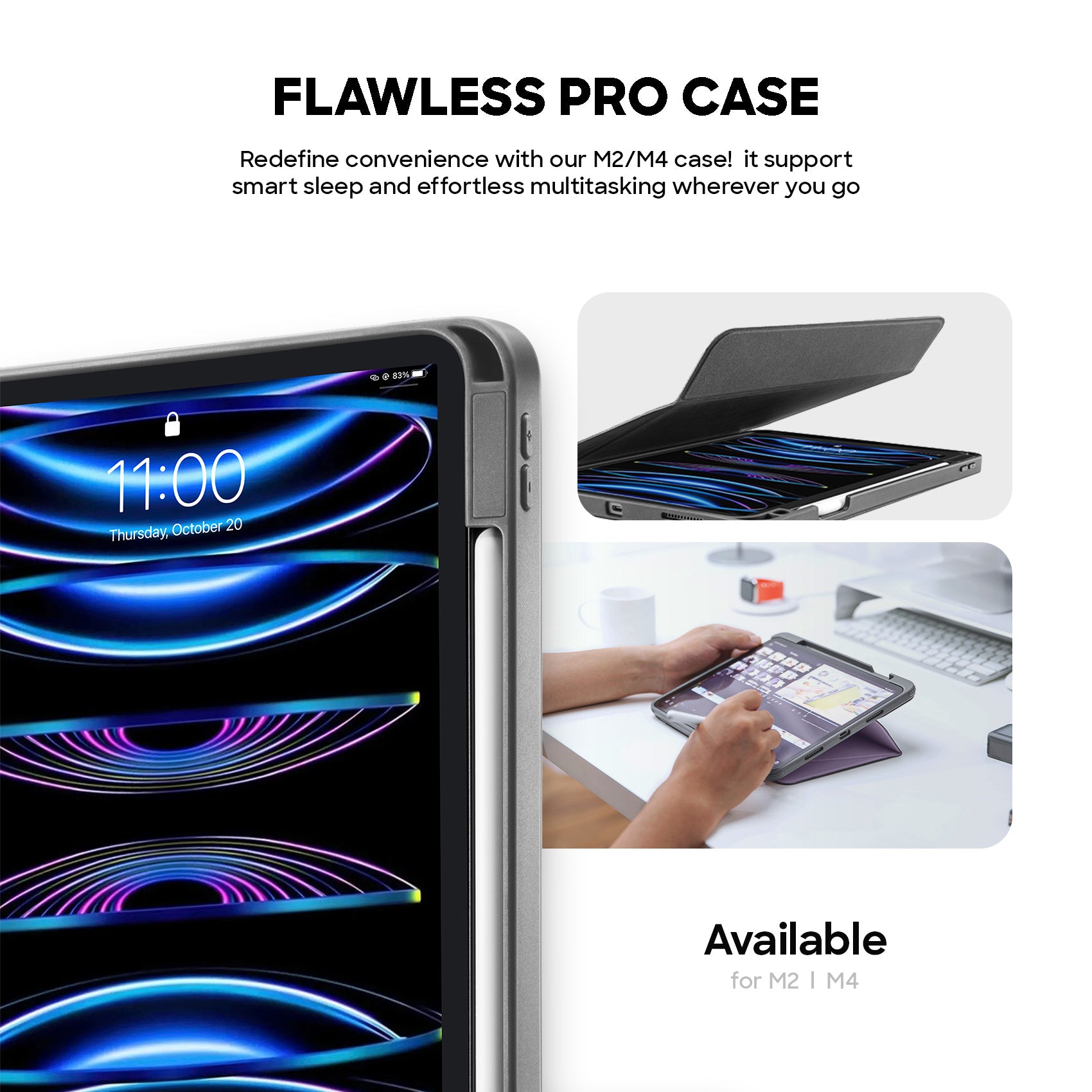 tomtoc B50 iPad Pro Case Trifold Vertical 11 Inch & 12.9 Inch Tablet Casing iPad Case