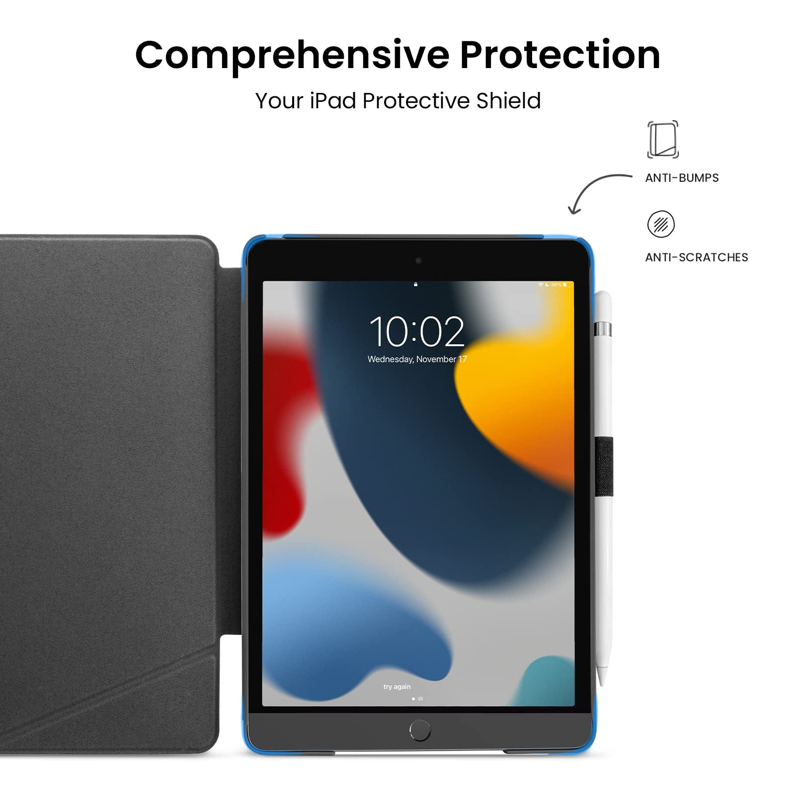 tomtoc 10.2 Inch Protective Smart-Tri Case - Black