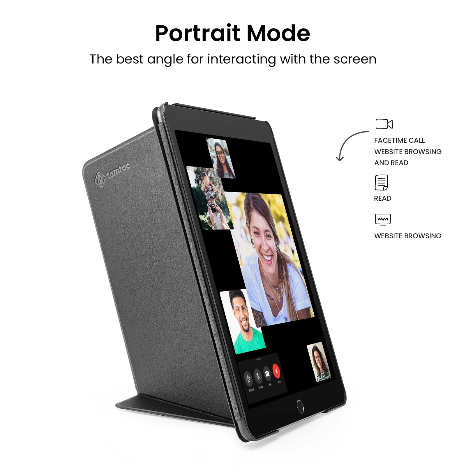 tomtoc 10.2 Inch Protective Smart-Tri Case - Black