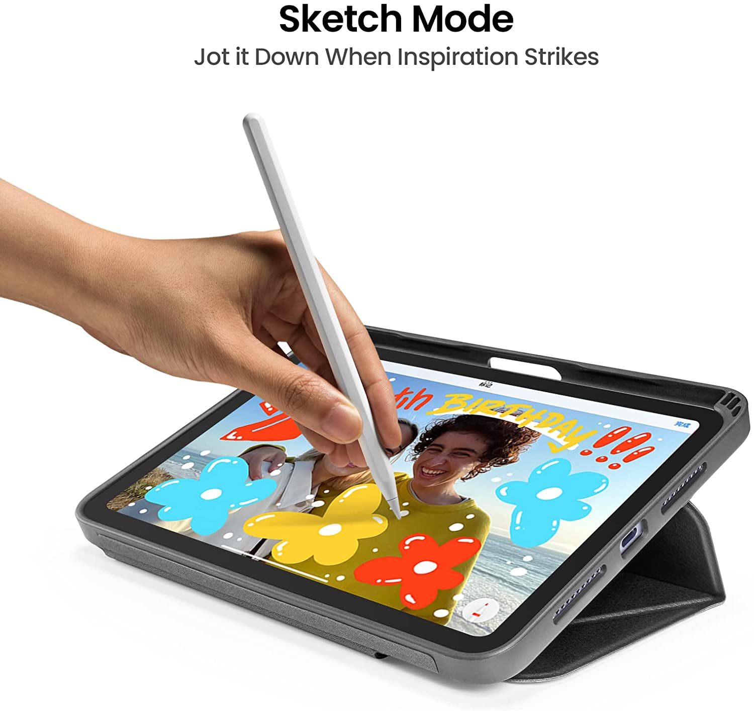tomtoc Trifold Vertical Case - iPad Mini 6 2021 - Black
