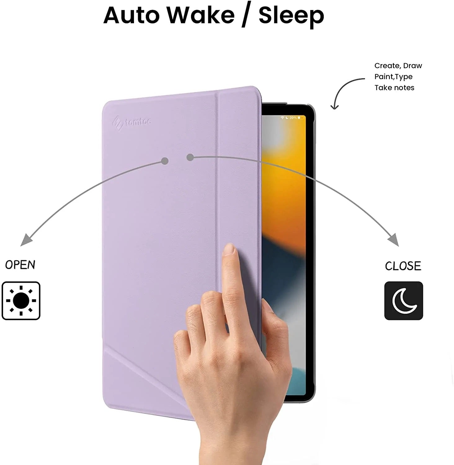 tomtoc 10.2 Inch Protective Smart-Tri Case - Purple