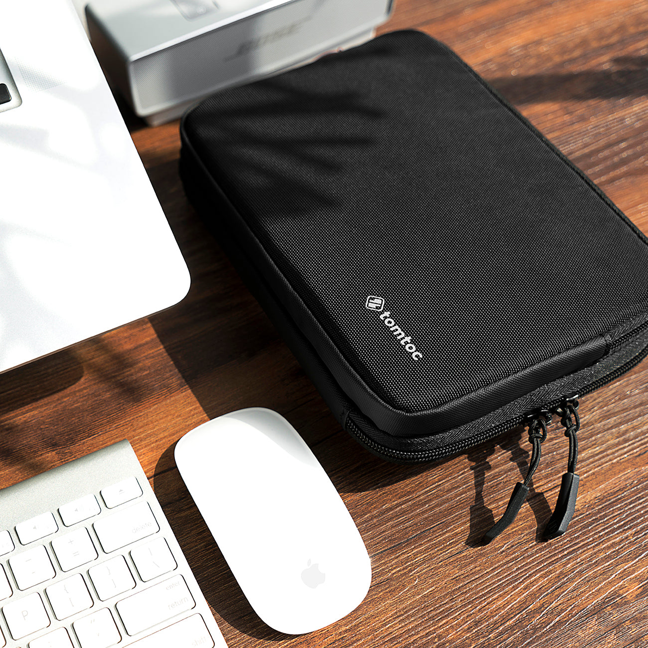tomtoc 7.9 Inch Recycled Portable Water-Resistant Storage Bag - Electronic Organizer / Travel Organizer - Black
