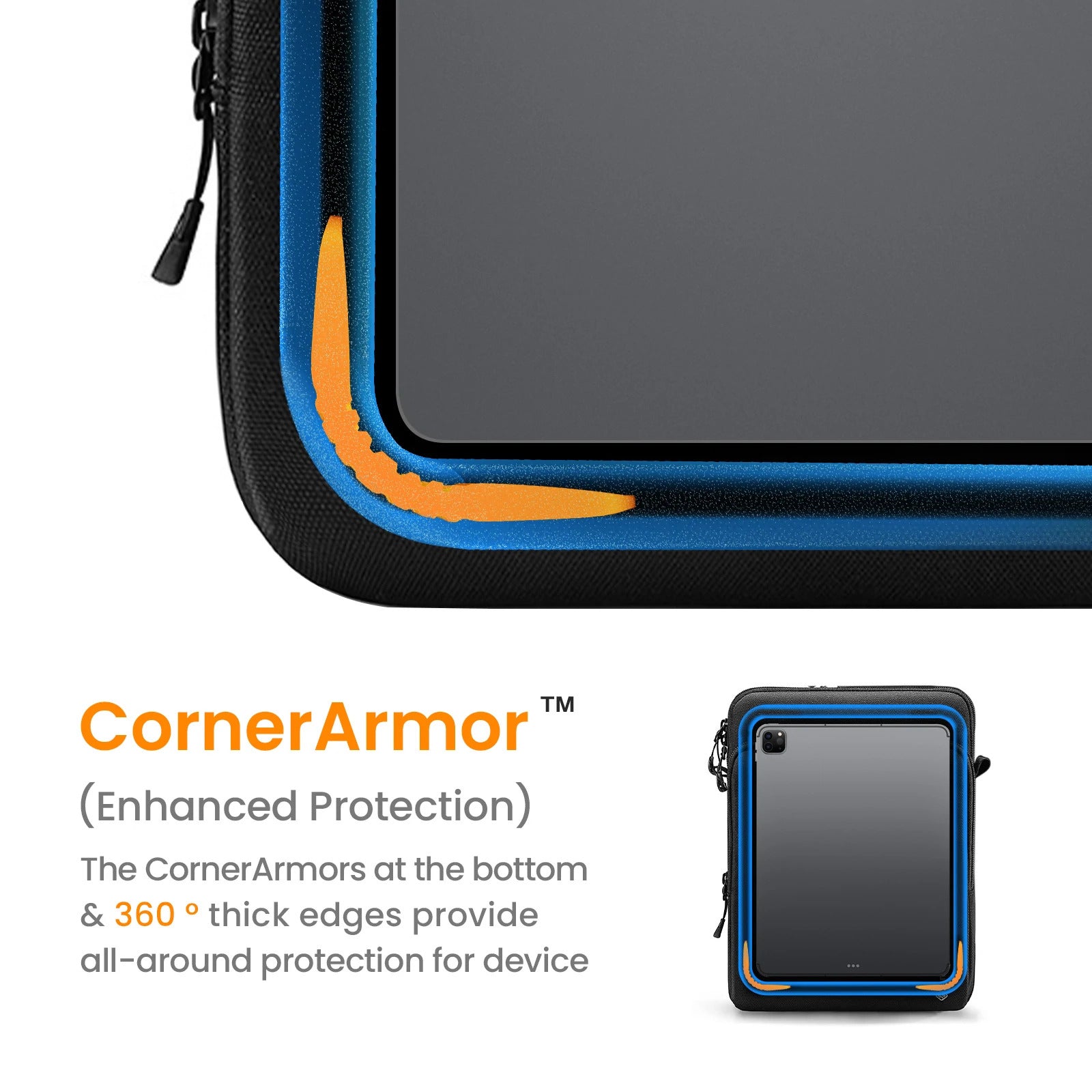 tomtoc 12.9 Inch Premium 360 Protective Tablet Sleeve - Black