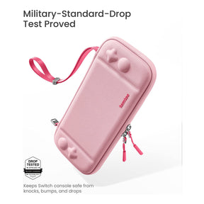 tomtoc Slim Protective Carrying Case with 10 Game Cartridges - Nintendo Switch & OLED Model - Pink Puff