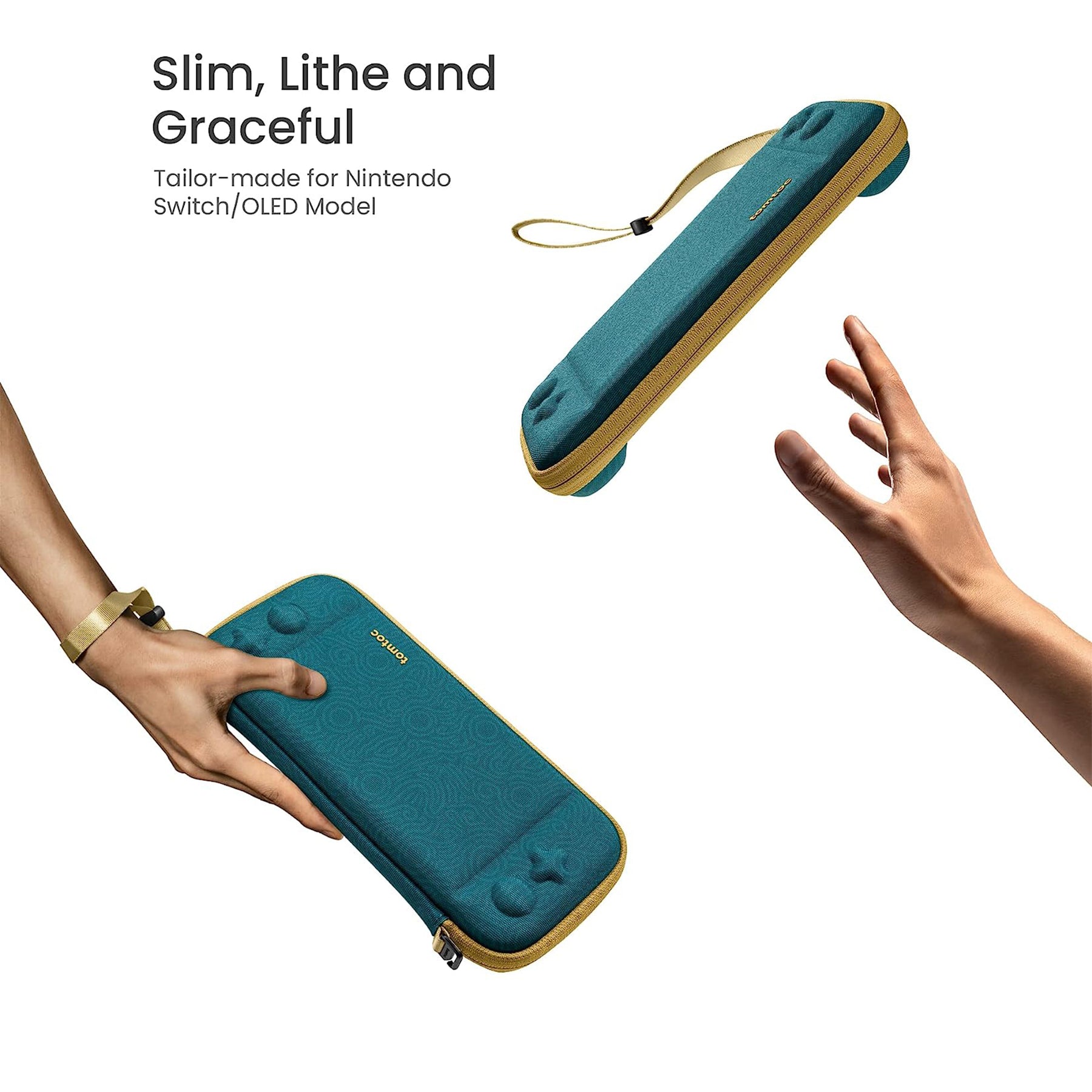 tomtoc Slim Protective Carrying Case with 10 Game Cartridges - Nintendo Switch & OLED Model - Turquoise