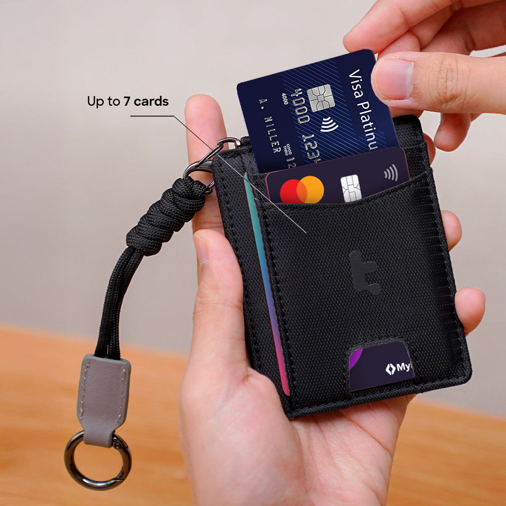tomtoc Card Holder for Men RFID Blocking Card Wallet Free Lanyard