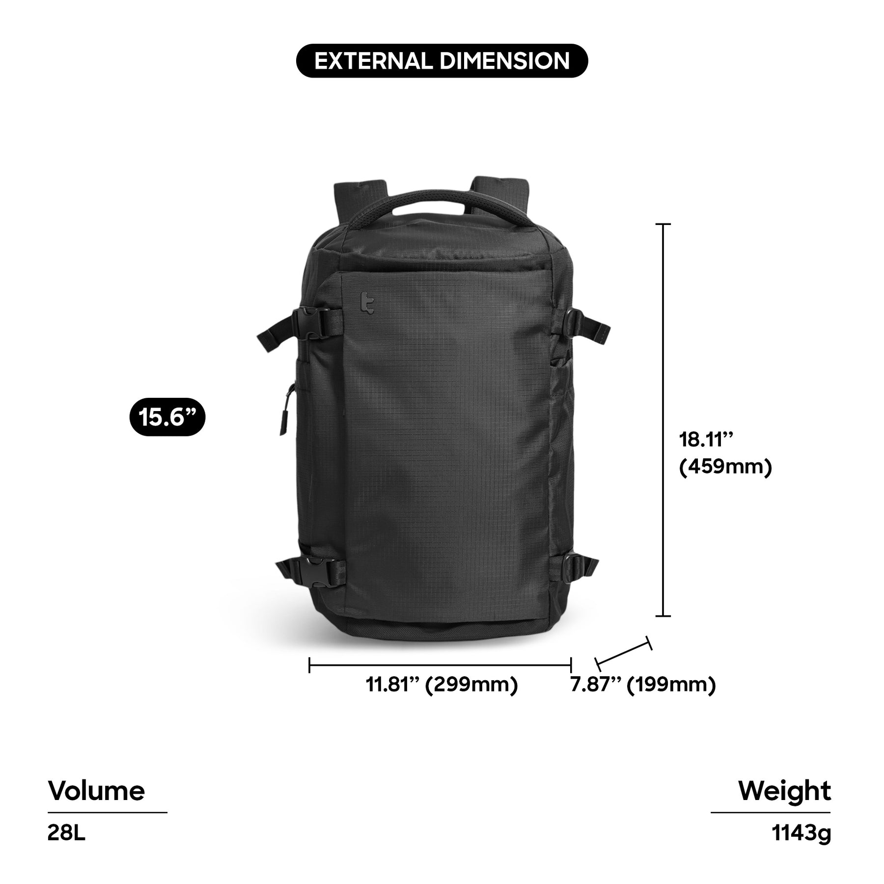 tomtoc Navigator-T66 Liteway Travel Laptop Backpack S - 28L