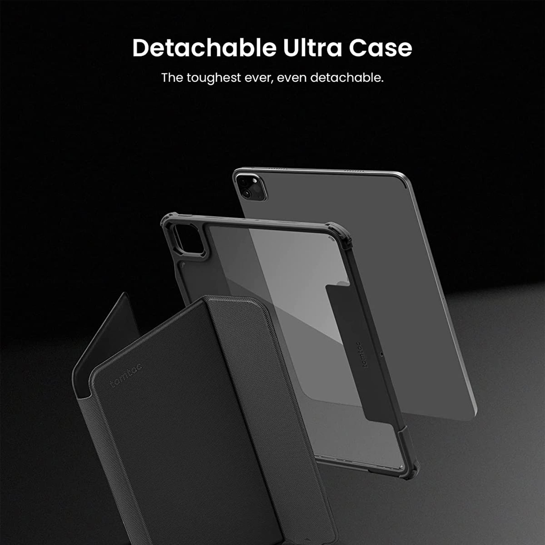 tomtoc 11 Inch iPad Pro Wireless Apple Pencil Charging / Detachable Protective Case - Diamond Black