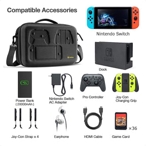 tomtoc Hard Shell Carrying Protective Storage Case Fit Pro Controller & 36 Games Card - Nintendo Switch / OLED