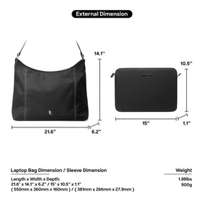tomtoc 16 Inch Versatile Laptop ToteBag / Women Bag / Ladies Bag - MacBook Pro 16" / Laptop 16" - Black