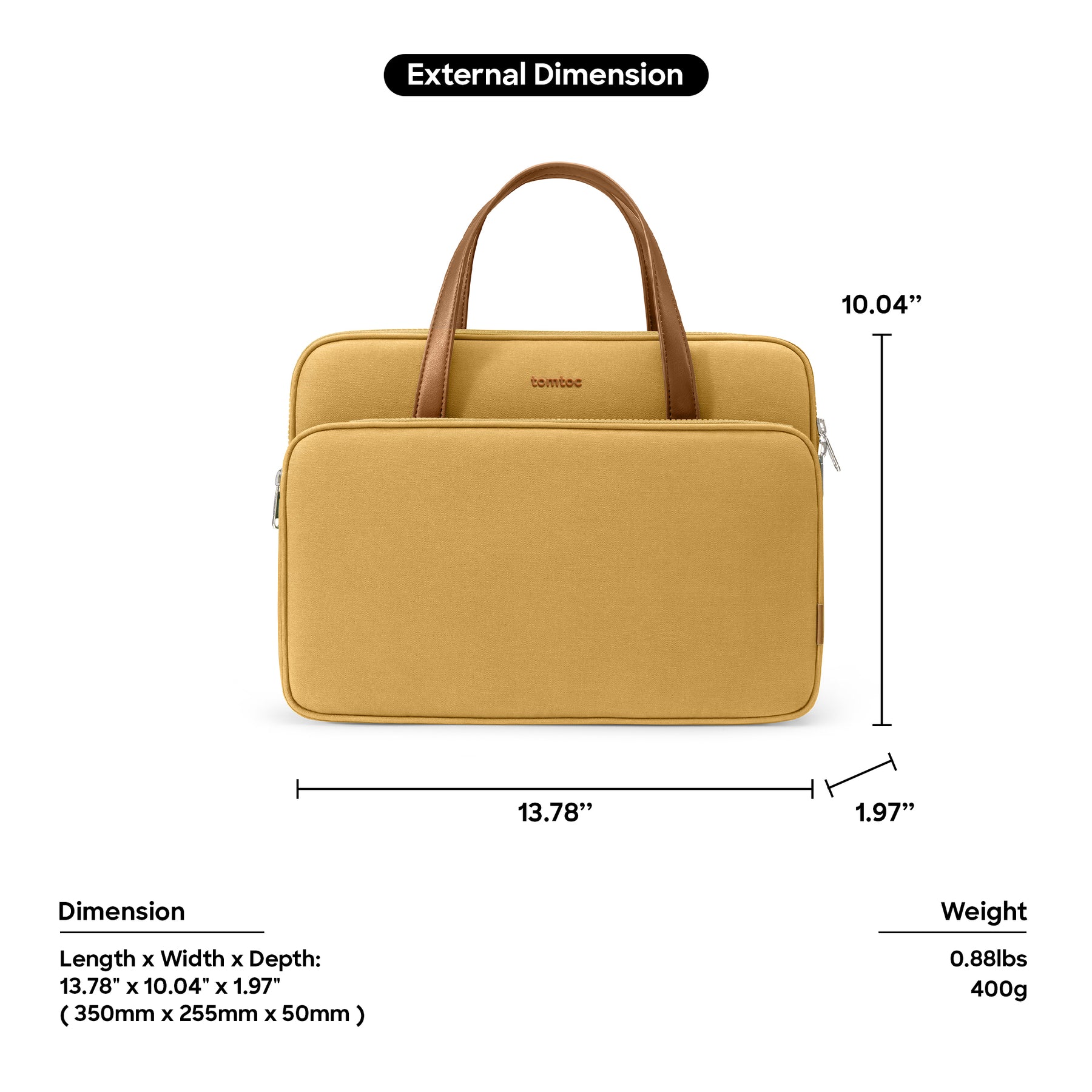 tomtoc 14 Inch Lady Laptop Bag / Handbag Women / Ladies Bag - Yellow