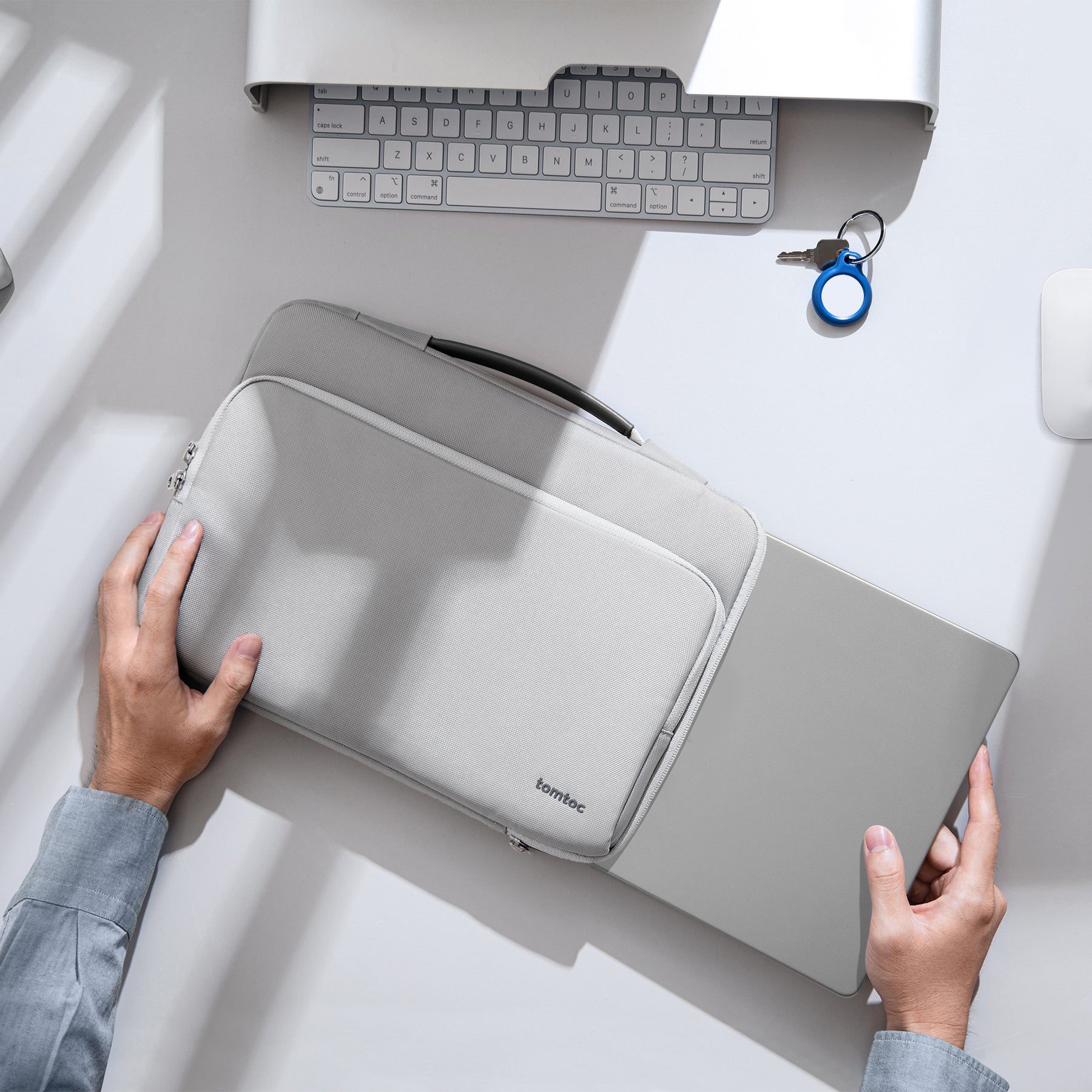 tomtoc 14 Inch Versatile 360 Protective Macbook Sleeve Briefcase - Gray