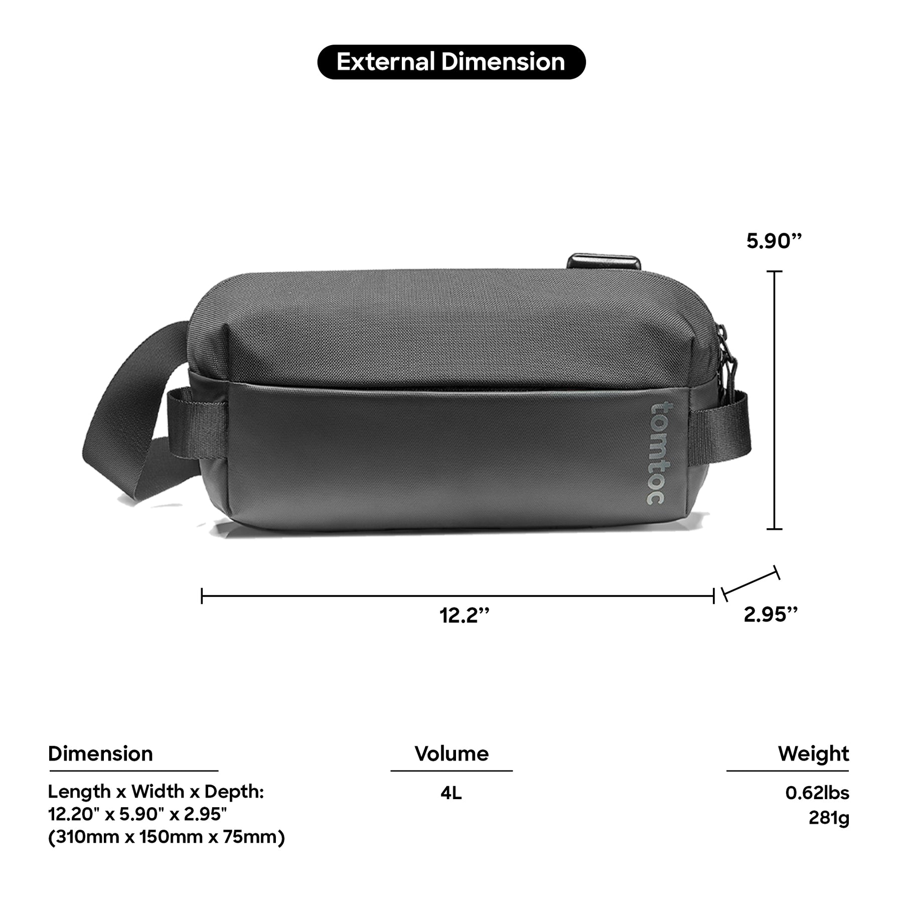 tomtoc Minimalist EDC Sling Men Bag / Crossbody Bag / Shoulder Bag / Chest Bag - Light Gray