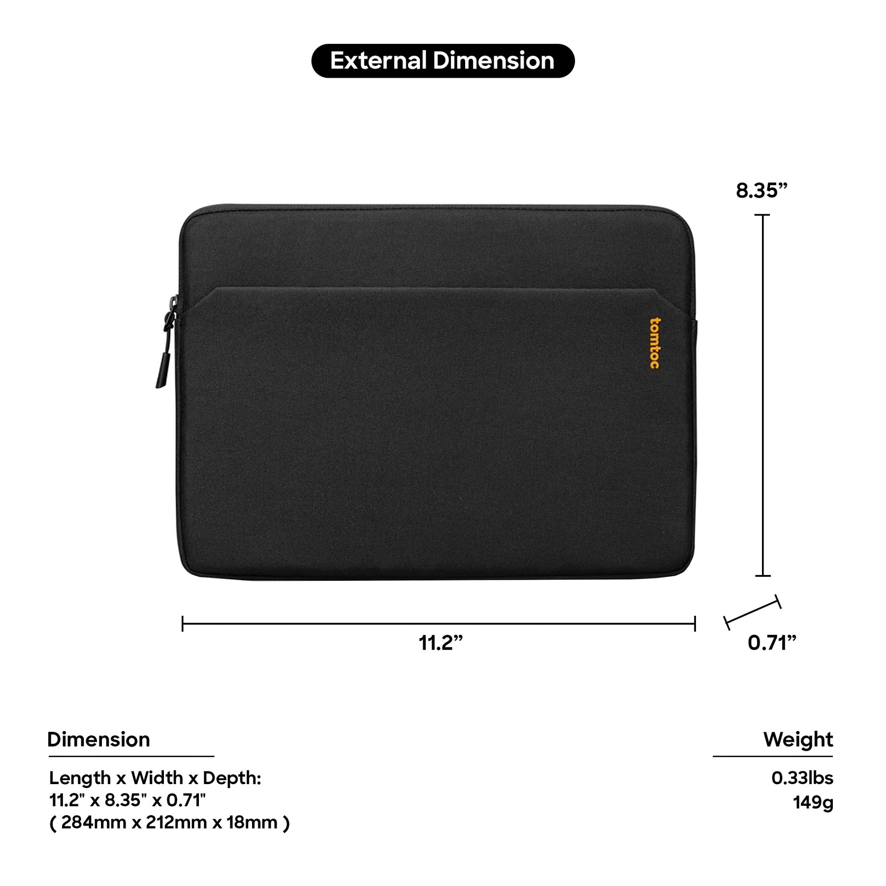 tomtoc 11 Inch Tablet Sleeve Bag - Light Gray