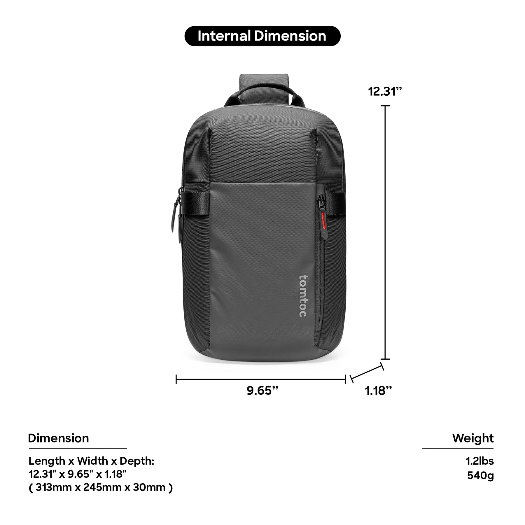 tomtoc 14 Inch Croxbody Shoulder Bag / Sling Bag / Crossbody bag / Men Bag - Gray