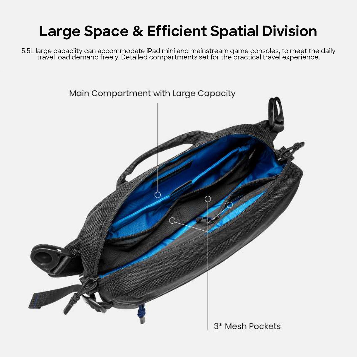 tomtoc Wander Daily Sling Bag / Shoulder Bag / Men Bag Black