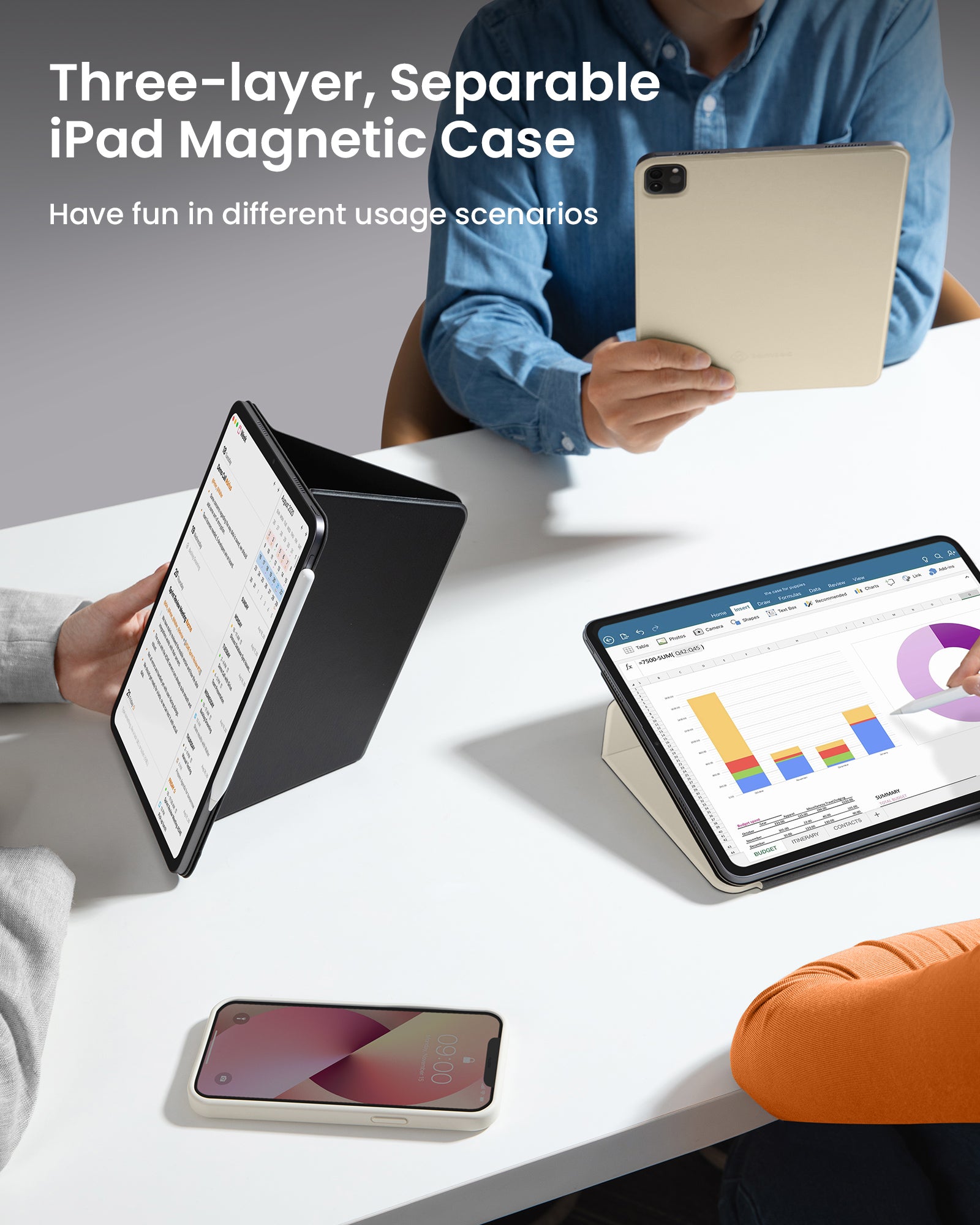 tomtoc 11 Inch Ultra Slim Lightweight Magnetic Case - iPad Air 10.9 & Pro 11 2022 - Black