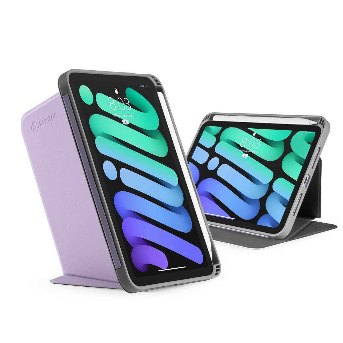 tomtoc Trifold Vertical Case - iPad Mini 6 2021 - Purple