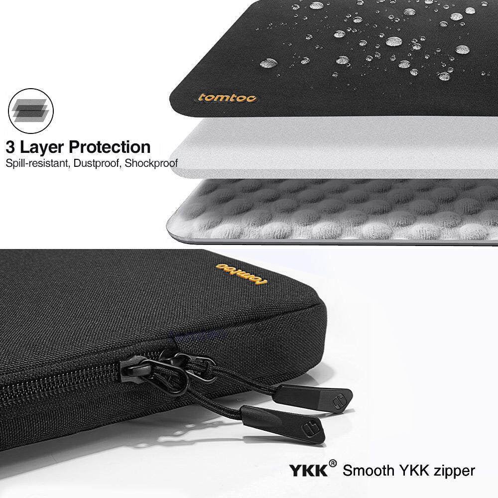 tomtoc 14 Inch Versatile 360 Protective MacBook Sleeve - Black