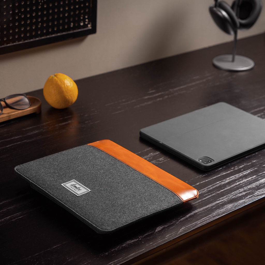 tomtoc 11 Inch Felt & PU Leather Tablet Sleeve - Gray