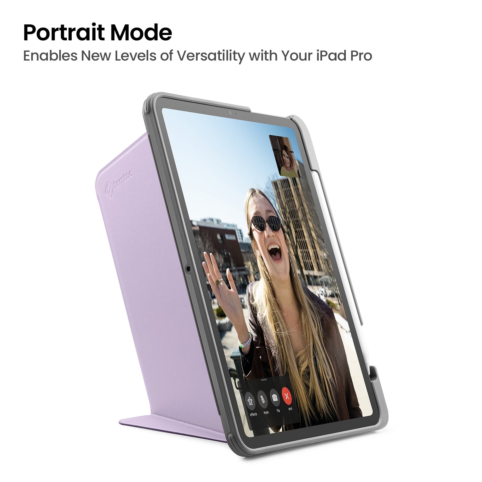 tomtoc 12.9 Inch Trifold Vertical Case - Purple