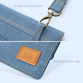 tomtoc 13 Inch Casual Jeans Laptop Sleeve with Shoulder Strap - Blue