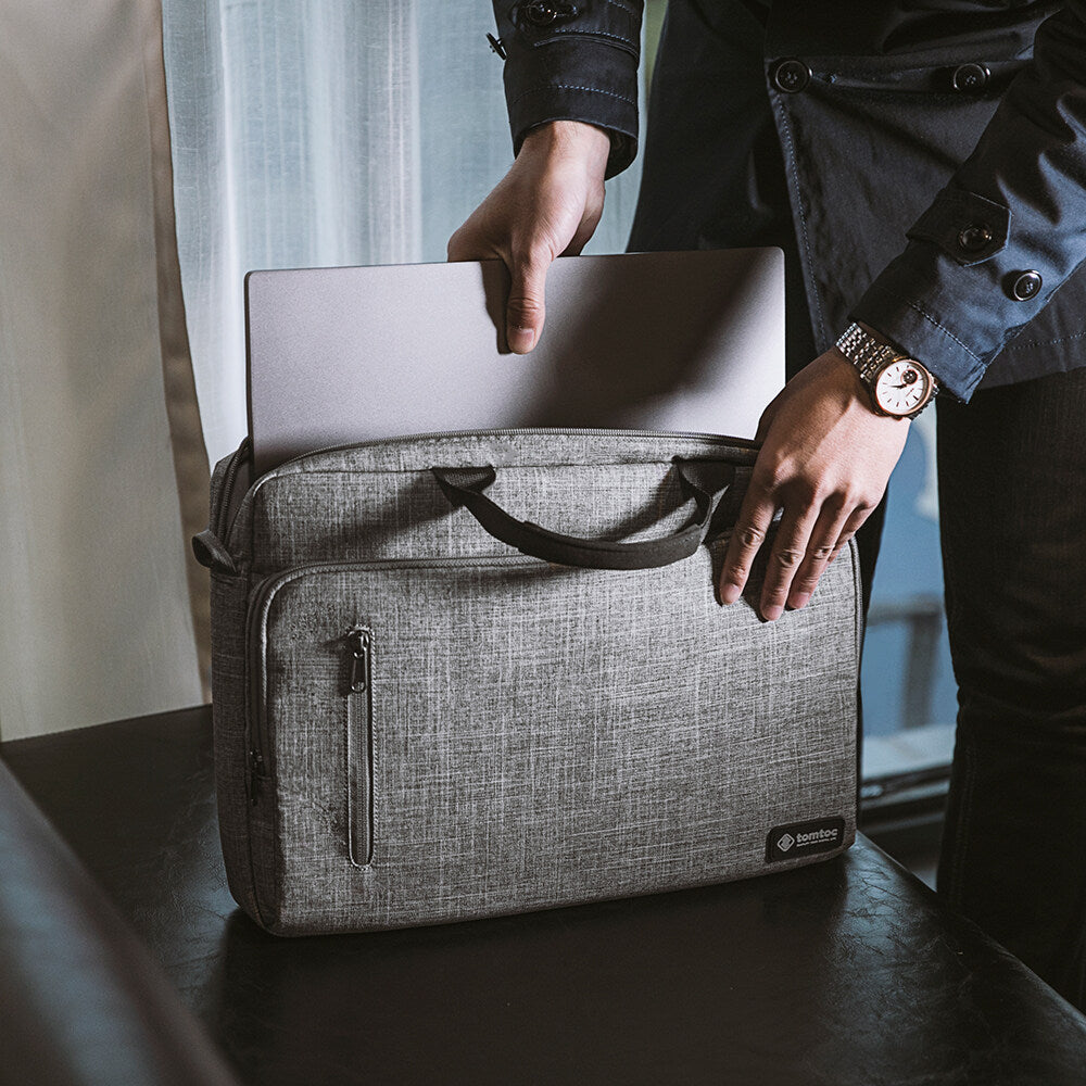 tomtoc 15.6 Inch Casual Laptop Messenger Bag / Business Shoulder Bag - Gray
