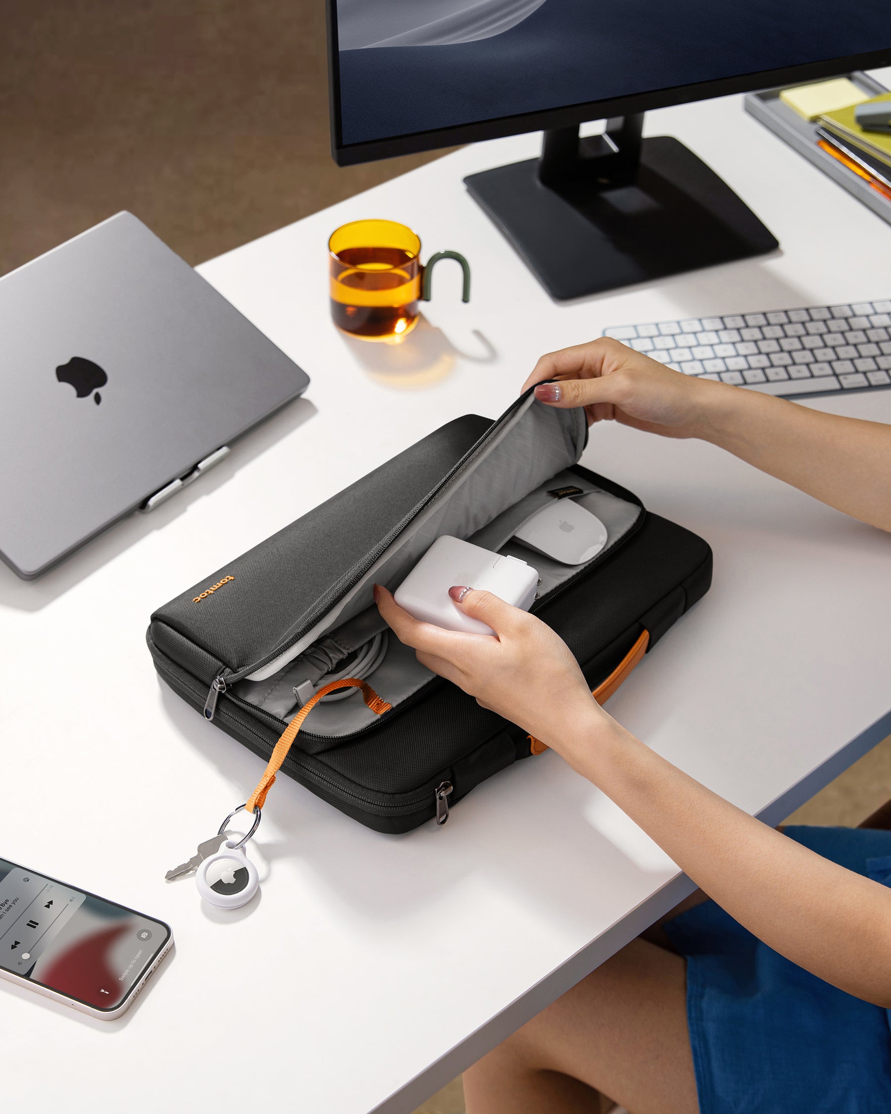 tomtoc 14 Inch Versatile 360 Protective Laptop Sleeve Briefcase - Black